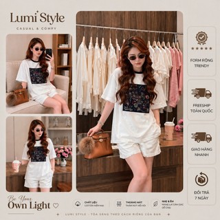 Set đồ nữ mặc nhà form rộng áo thun quần short cotton mềm mát trẻ trung dễ mặc hằng ngày