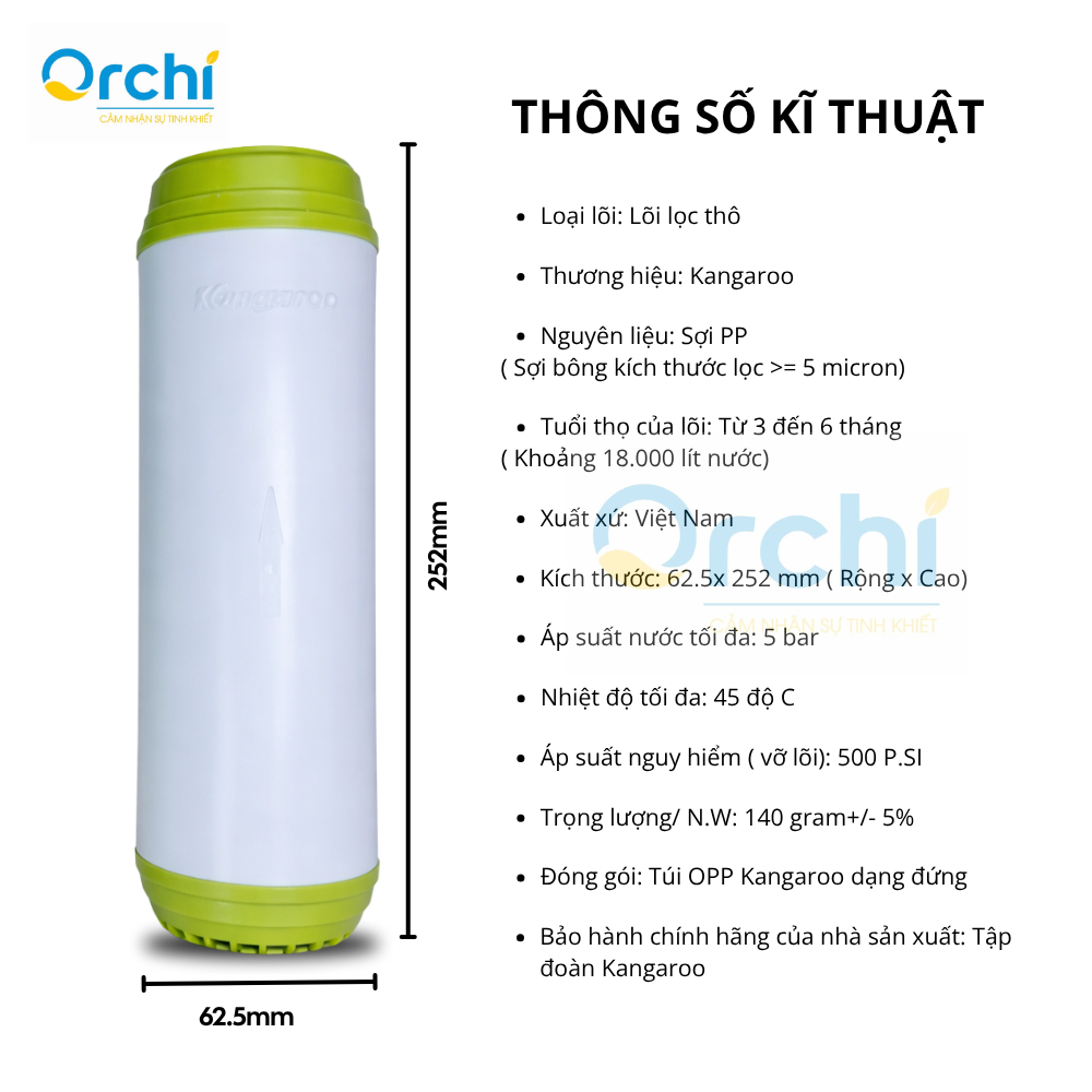 Lõi Lọc Nước Số 2 Kangaroo ECO Than Hoạt Tính Chính Hãng Khử Mùi Hôi Clo Có Trong Máy Lọc Nước Hiệu Quả