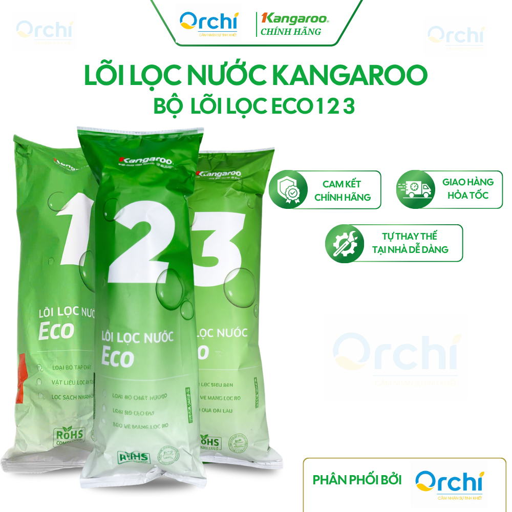 Bộ Lõi Lọc Nước Thô 1 2 3 Kangaroo ECO Chính Hãng Cho Máy Lọc Nước Loại Bỏ Cặn Bẩn Siêu Mịn