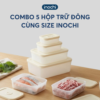 Bộ 5 Hộp Trữ Đông Hokkaido - Inochi: Nhựa PP, An Toàn, Kín Khít, Bảo Quản Tươi Ngon