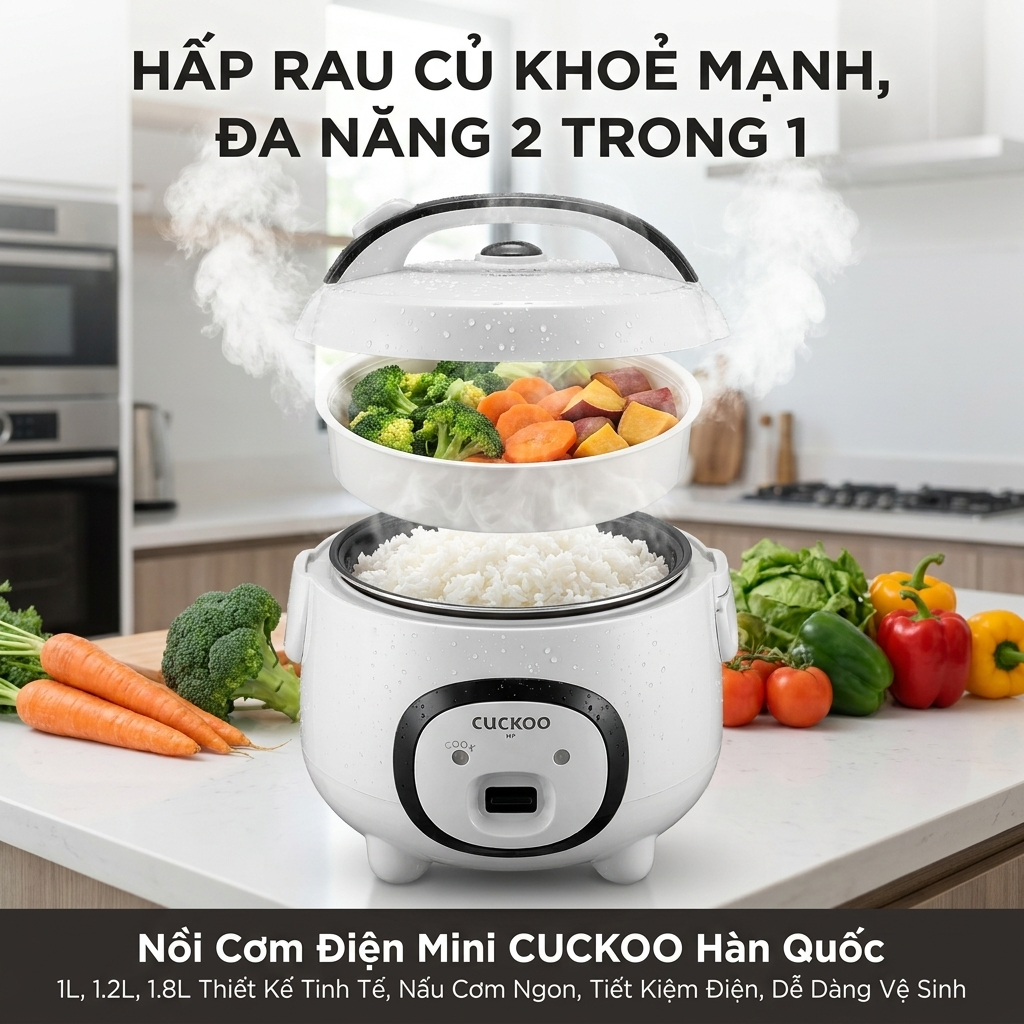 Nồi Cơm Điện Mini CUCKOO Hàn Quốc - Nấu Cơm Ngon, Giữ Nhiệt Tốt, Dễ Vệ Sinh, Tiết Kiệm Điện