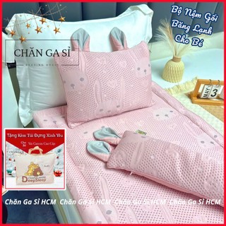 🌙BÉ ĐI HỌC🌙Bộ Nệm Gối Băng Lạnh Cao Cấp Mát Lạnh Êm Ái Cho Bé Ngủ Say, Tặng Túi Canvas - Chăn Ga Sỉ