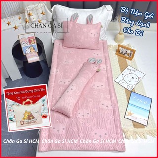 🌙BÉ ĐI HỌC🌙Bộ Nệm Gối Băng Lạnh Cao Cấp Mát Lạnh Êm Ái Cho Bé Ngủ Say, Tặng Túi Canvas - Chăn Ga Sỉ