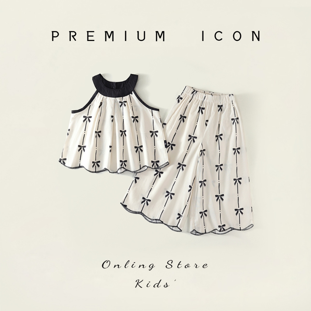 Set Đồ Bé Gái, Set Bộ Cổ Yếm Cho Bé Gái Hania Kids Phối Nơ Dễ Thương Chất Liệu 100% Cotton Mềm Mại