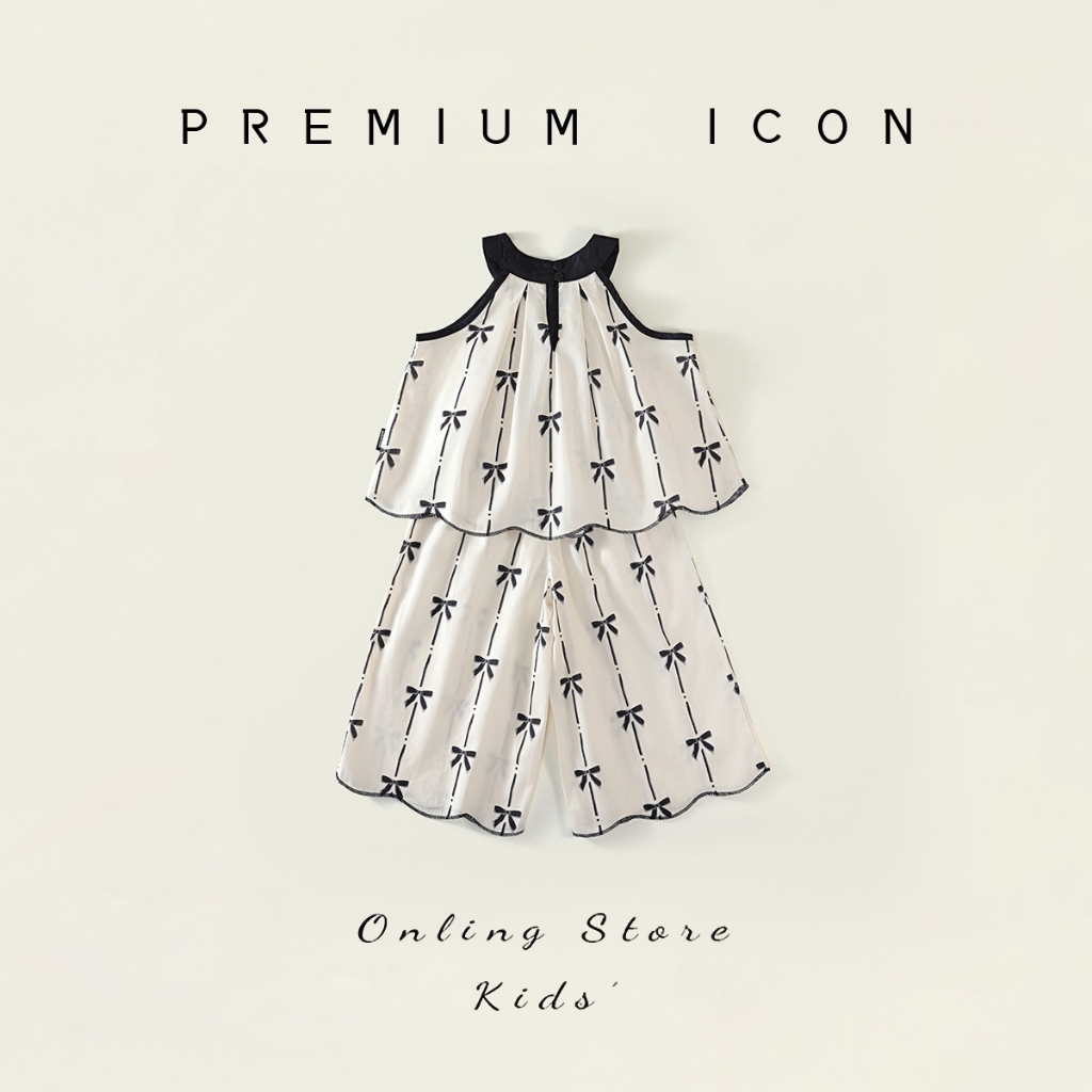 Set Đồ Bé Gái, Set Bộ Cổ Yếm Cho Bé Gái Hania Kids Phối Nơ Dễ Thương Chất Liệu 100% Cotton Mềm Mại
