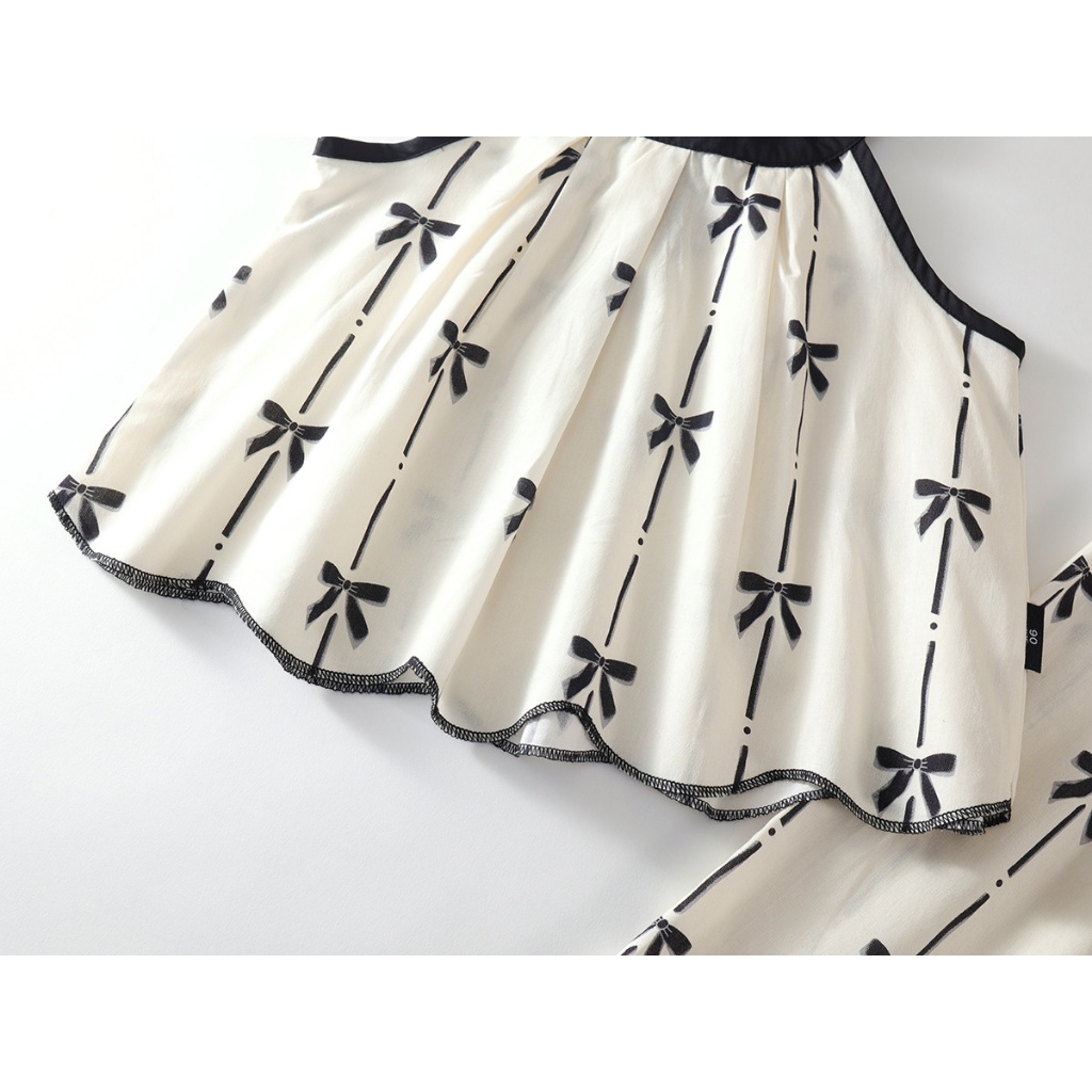 Set Đồ Bé Gái, Set Bộ Cổ Yếm Cho Bé Gái Hania Kids Phối Nơ Dễ Thương Chất Liệu 100% Cotton Mềm Mại