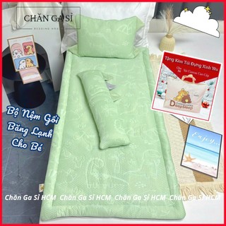 🌙BÉ ĐI HỌC🌙Bộ Nệm Gối Băng Lạnh Cao Cấp Mát Lạnh Êm Ái Cho Bé Ngủ Say, Tặng Túi Canvas - Chăn Ga Sỉ