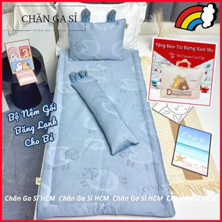 🌊MÁT LẠNH🌊Bộ Nệm Gối Băng Lạnh Cho Bé Đi Học Cao Cấp Siêu Mát, Tặng Túi Đựng - Chăn Ga Sỉ HCM