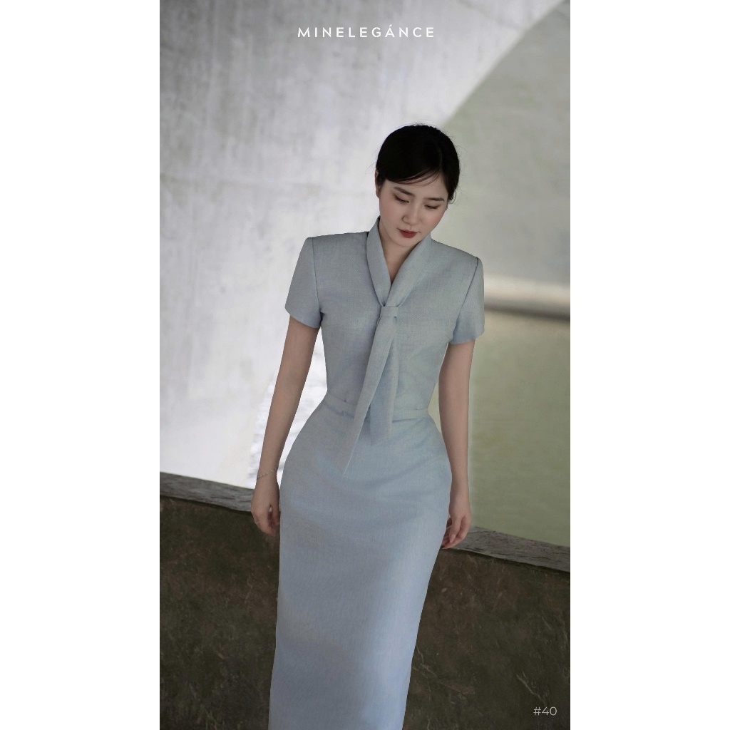 MINELEGÁNCE - ĐẦM CỔ TIM DÁNG DÀI THANH LỊCH, CÔNG SỞ - MIN40