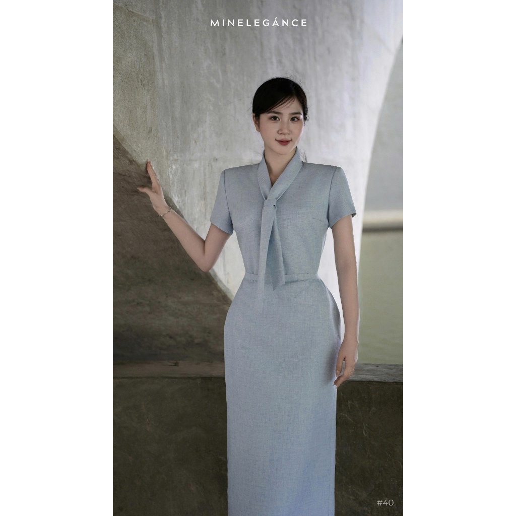MINELEGÁNCE - ĐẦM CỔ TIM DÁNG DÀI THANH LỊCH, CÔNG SỞ - MIN40