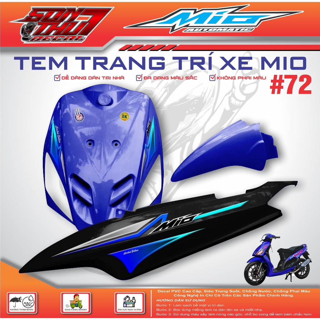 TEM XE MIO SPORT #72 (CHẤT LIỆU CAO CẤP - SIÊU NÉT - SIÊU ĐẸP - SIÊU CUTE)