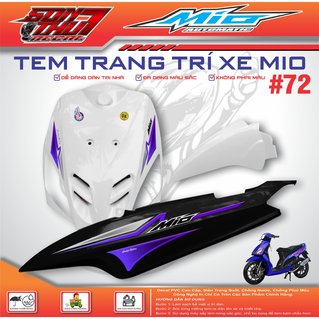 TEM XE MIO SPORT #72 (CHẤT LIỆU CAO CẤP - SIÊU NÉT - SIÊU ĐẸP - SIÊU CUTE)