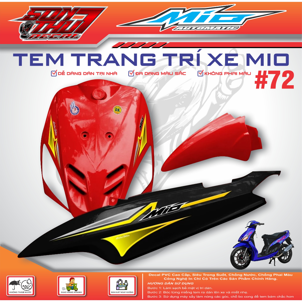 TEM XE MIO SPORT #72 (CHẤT LIỆU CAO CẤP - SIÊU NÉT - SIÊU ĐẸP - SIÊU CUTE)