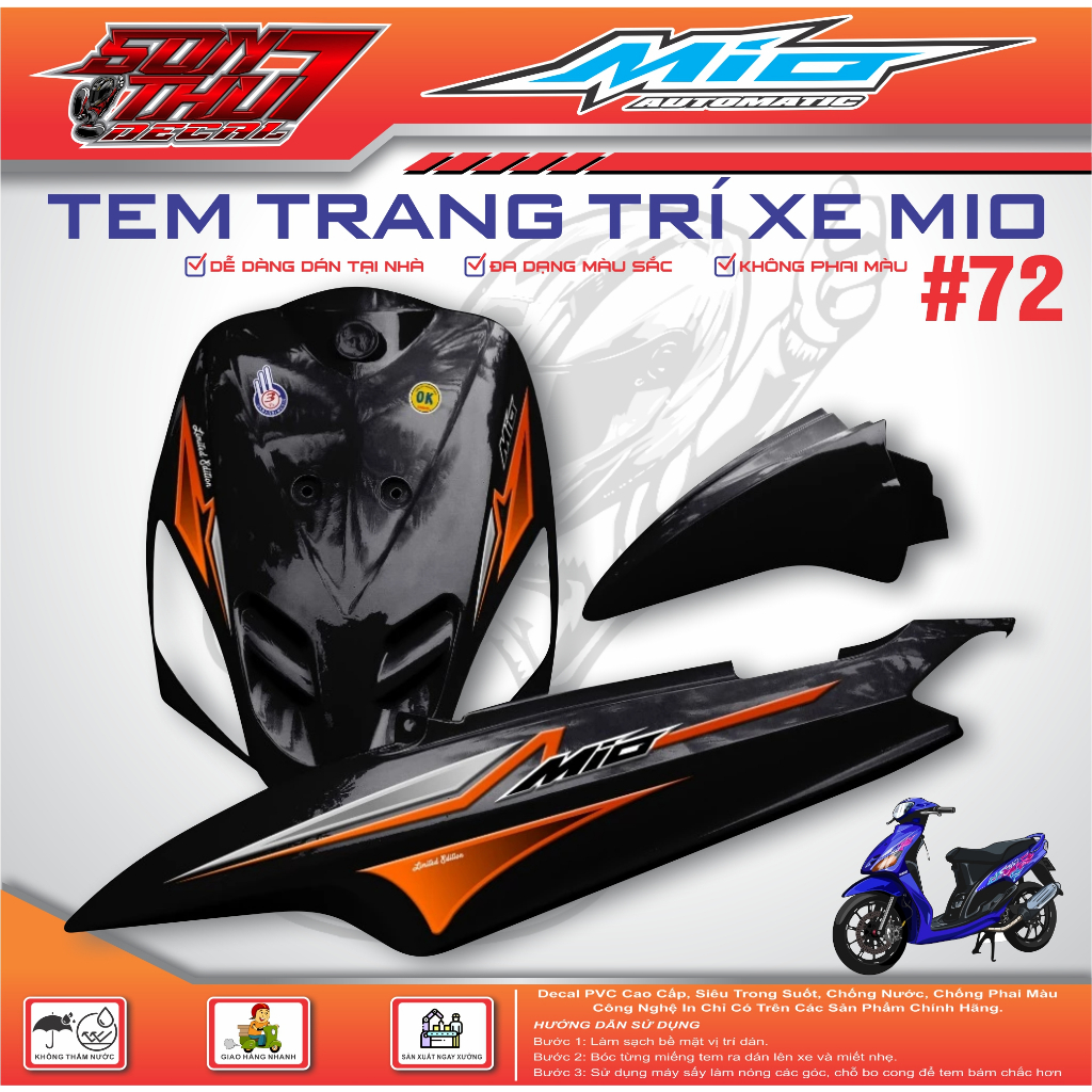 TEM XE MIO SPORT #72 (CHẤT LIỆU CAO CẤP - SIÊU NÉT - SIÊU ĐẸP - SIÊU CUTE)