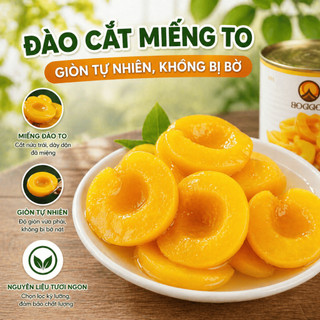 [Lẻ - Giá Sỉ] Đào lon ngâm Thái Lan 820g, đào Boddod ngâm làm trà đào, topping thơm ngon, giòn, ngọt thanh