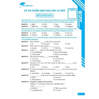 Sách - 50 Đề thực chiến luyện thi Tiếng Anh vào lớp 10 (có đáp án) 264 Trang
