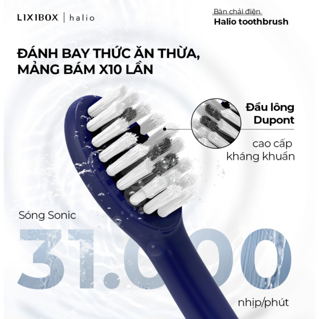 [SPLIVE] Bàn Chải Điện Làm Trắng Răng Halio Sonic Whitening Electric Toothbrush PRO Kèm Hộp Đựng