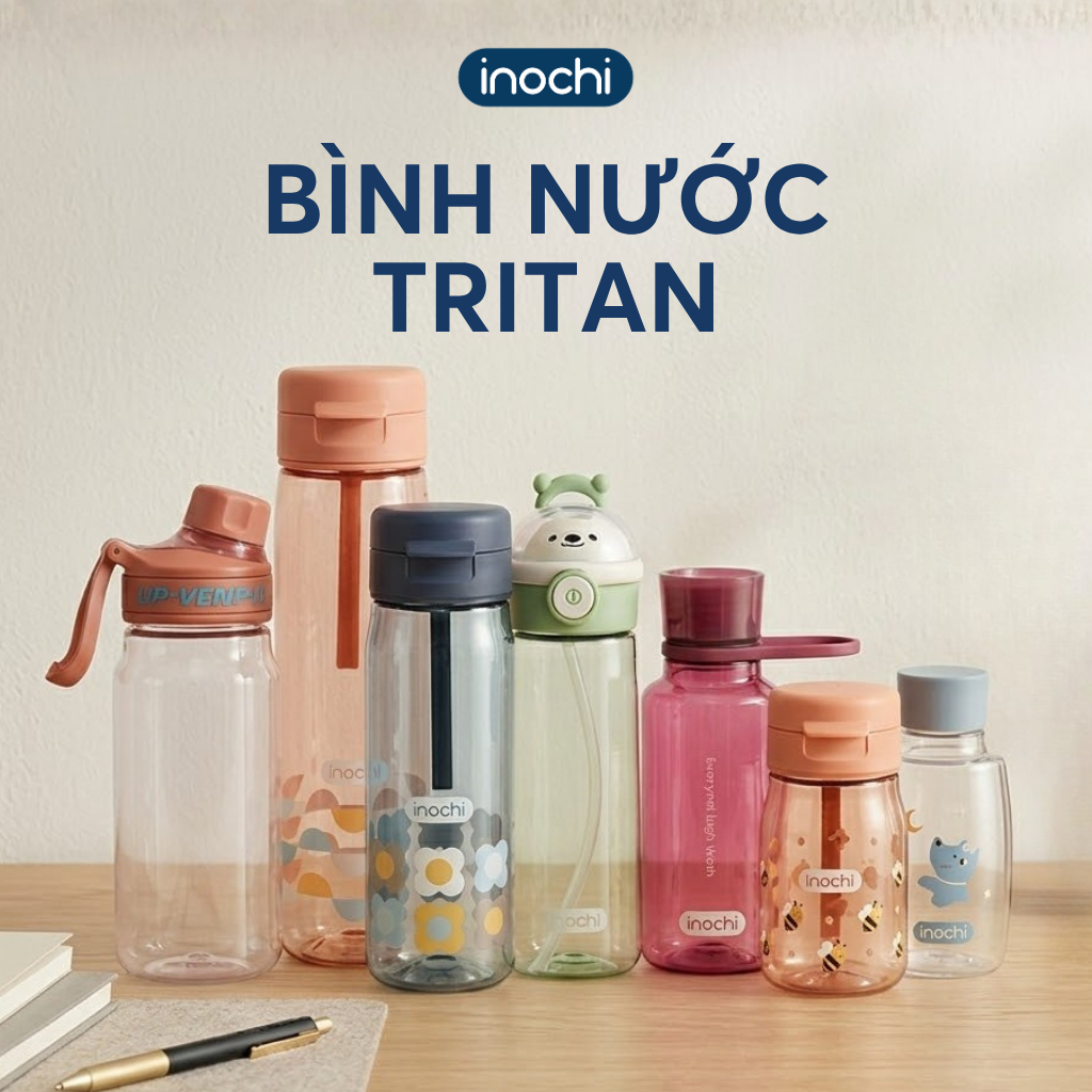 Bình nước nhựa Tritan 350/500/700ml cao cấp INOCHI nguyên sinh kháng khuẩn Ag+ dễ cầm nắm tiện dụng