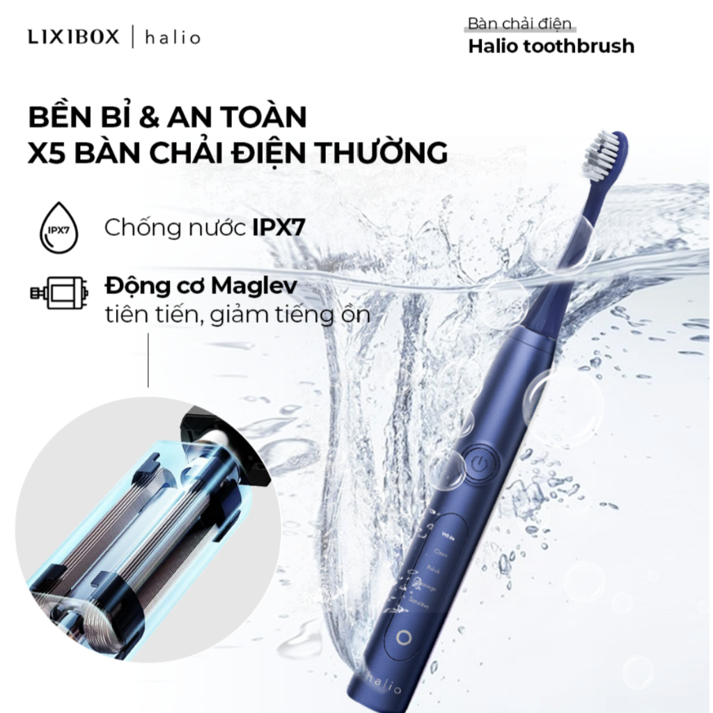 [SPLIVE] Bàn Chải Điện Làm Trắng Răng Halio Sonic Whitening Electric Toothbrush PRO Kèm Hộp Đựng