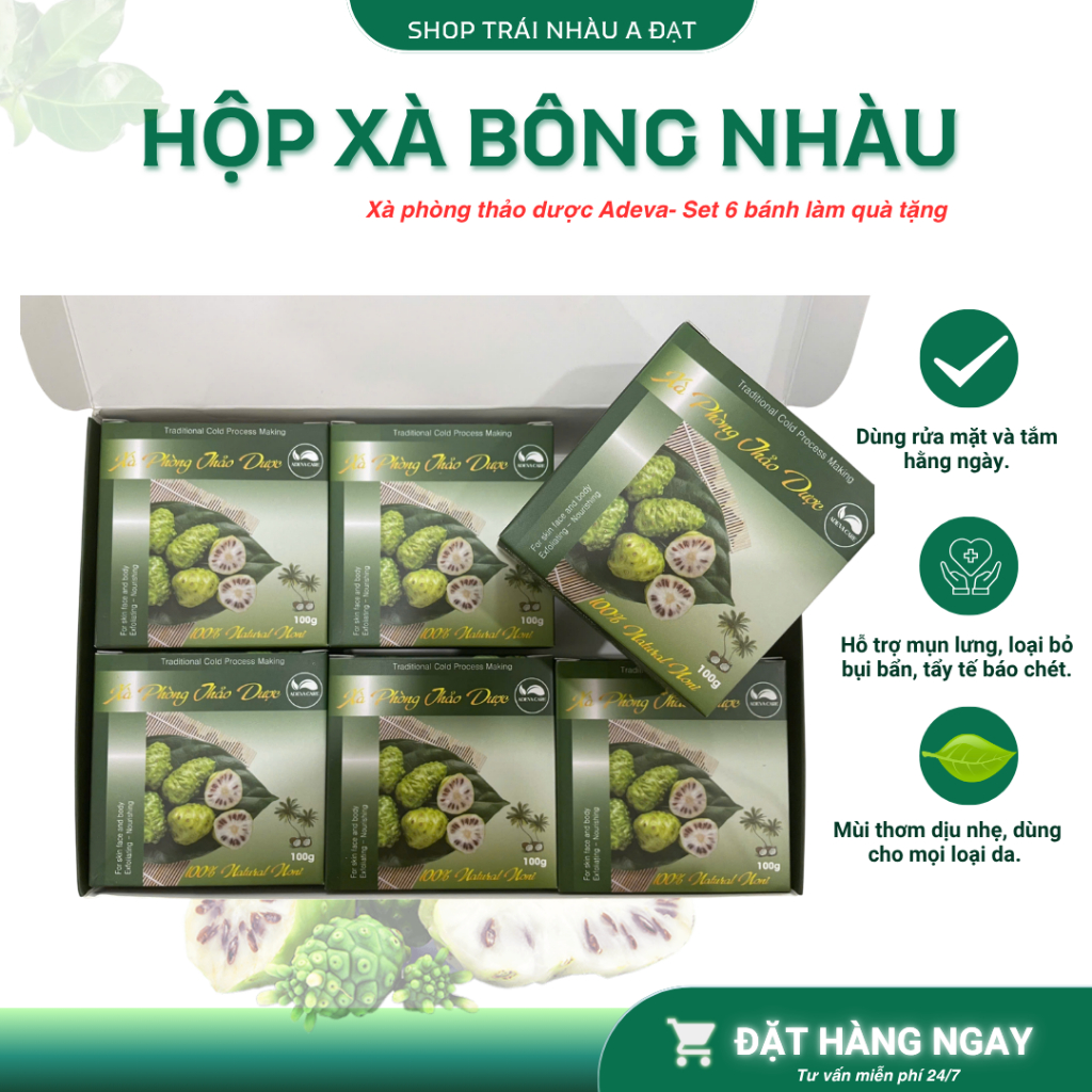 [ SET QUÀ TẶNG 6 HỘP ] Xà bông trái Nhàu ADEVA_Noni Soap