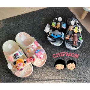 Dép lê, dép 2 quai êm mềm siêu nhẹ charm 3D loopy, tung tung dễ thương cho bé trai, bé gái