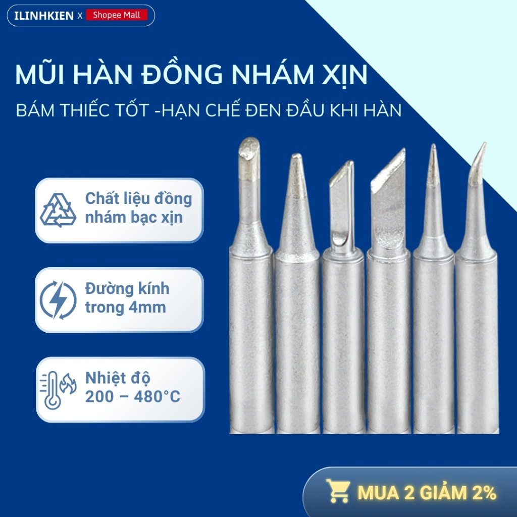 Mũi Hàn 900M đủ loại, mũi hàn 936 Loại XỊN Không Chứa Chì Dùng Cho Mỏ Hàn 936/937 908 Nhám Bề Mặt Chinh Hãng ILinhkien