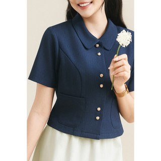 Áo Kiểu Nữ LAMER FASHION Dáng Ngắn Cộc Tay Cổ Sen Túi Ốp Nhẹ Nhàng Công Sở HSD O61H26H009