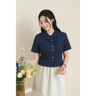 Áo Kiểu Nữ LAMER FASHION Dáng Ngắn Cộc Tay Cổ Sen Túi Ốp Nhẹ Nhàng Công Sở HSD O61H26H009