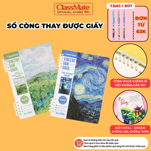 Sổ Còng Van Gogh 100GSM Binder Còng Nhựa Không Gãy Không Gỉ, Thay Được Giấy Refill Kẻ Ngang/Caro/Chấm
