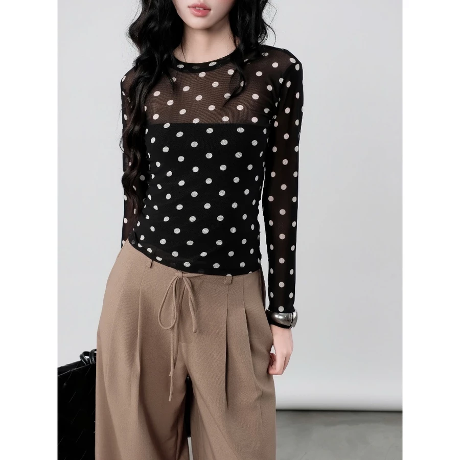 KIDO - Áo thun lưới tay dài chấm bi NERI TOP
