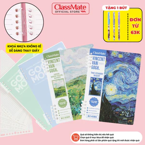 Sổ Còng 100GSM Van Gogh Binder A5 B5 Còng 2 Đầu Không Cấn Tay Không Gỉ Thay Được Giấy, Giấy Refill Kẻ Ngang Caro Cornell
