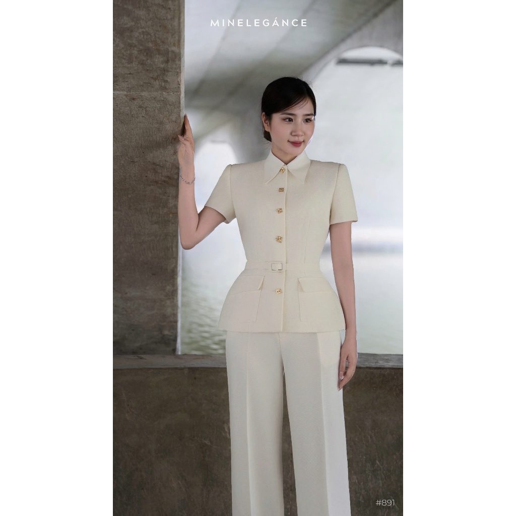 MINELEGÁNCE | SET CỔ ĐỨC QUẦN ỐNG ĐỨNG CÔNG SỞ, SANG TRỌNG - MIN891