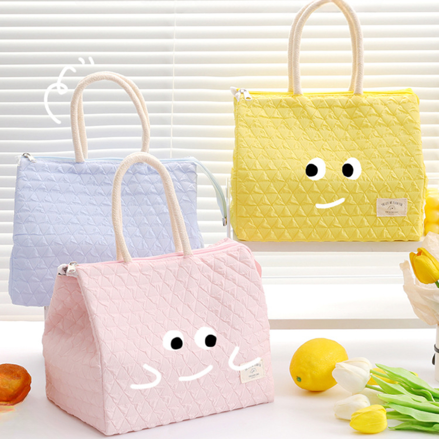 Túi Đựng Cơm Giữ Nhiệt Chống Nước, Túi Giữ Nhiệt Mini Xinh Xắn Họa Tiết Trám Ô, Mang Đồ Ăn Tiện Lợi