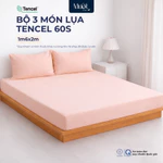 Bộ ga gối 3 món nệm kích thước 1m6x2m Lụa Tencel 60s Mướt Home cao cấp, mềm, mịn, thoáng mát, 2 vỏ gối nằm, 1 ga giường — ảnh 1