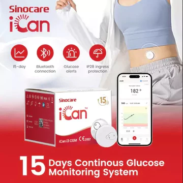 Máy đo đường huyết liên tục Sinocare iCan I3 CGM, kiểm tra 15 ngày không cần chích ngón tay