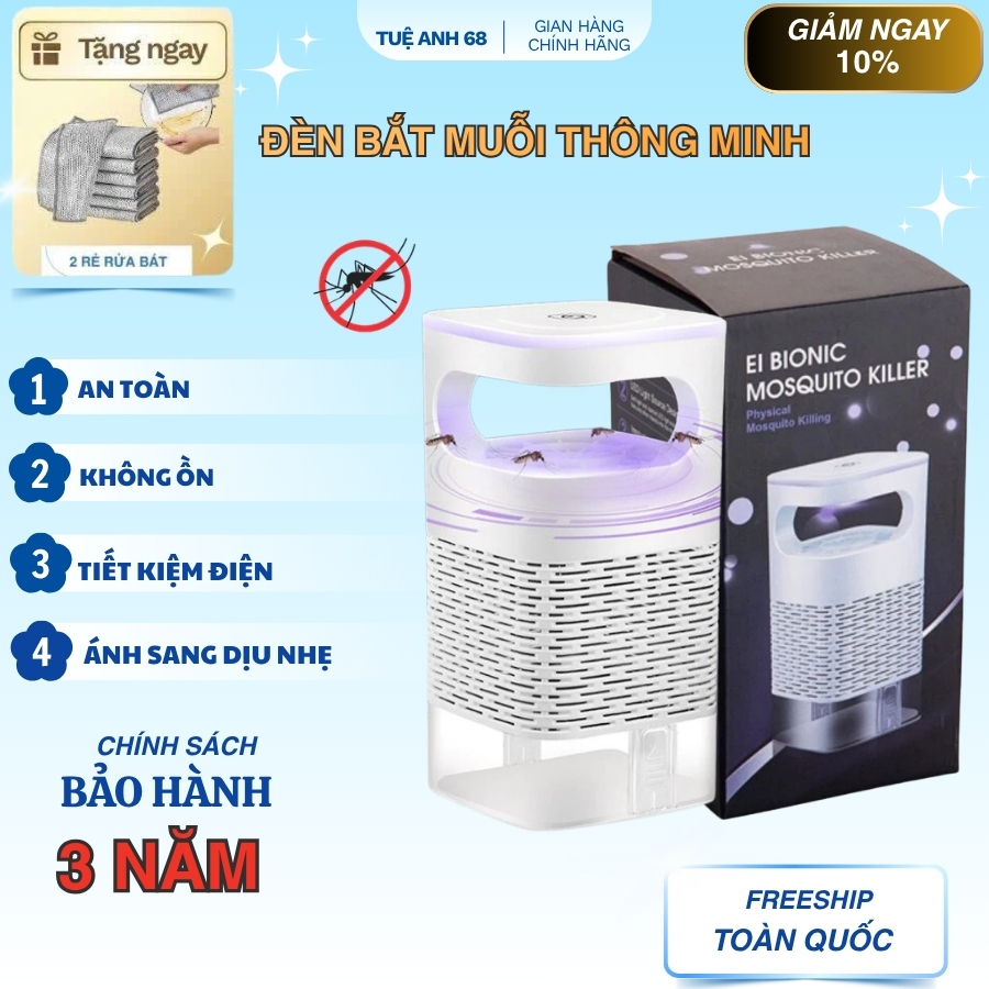 Đèn Bắt Muỗi Tia UV Cao Cấp, Máy Bắt Muỗi Diệt Côn Trùng Thông Minh Có Cổng Sạc USB HOT 2026