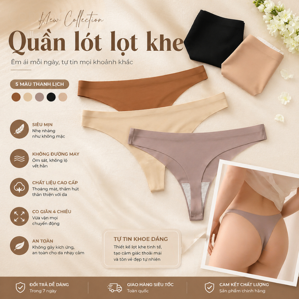 Quần Lót Nữ Lọt Khe Su Đúc, Quần Lót Không Đường May Gợi Cảm Quyến Rũ Chichi Bra 009