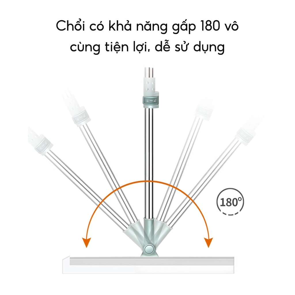 Cây Gạt Nước Sàn Nhà Đầu Silicon 52cm, Chổi Quét Nước Nhà Tắm Khô Nhanh Cán Nhôm Thu Gọn Thông Minh