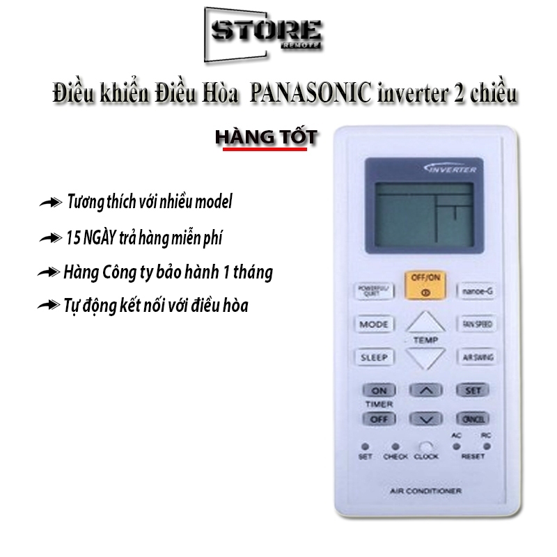 Điều Khiển Điều Hòa Máy Lạnh Panasonic vàng inverter 2 chiều
