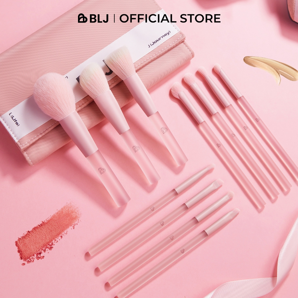 Bộ cọ trang điểm cá nhân BLJ set 11 cây (Peachy Sugar)  Có Bao Da / Túi đựng cao cấp