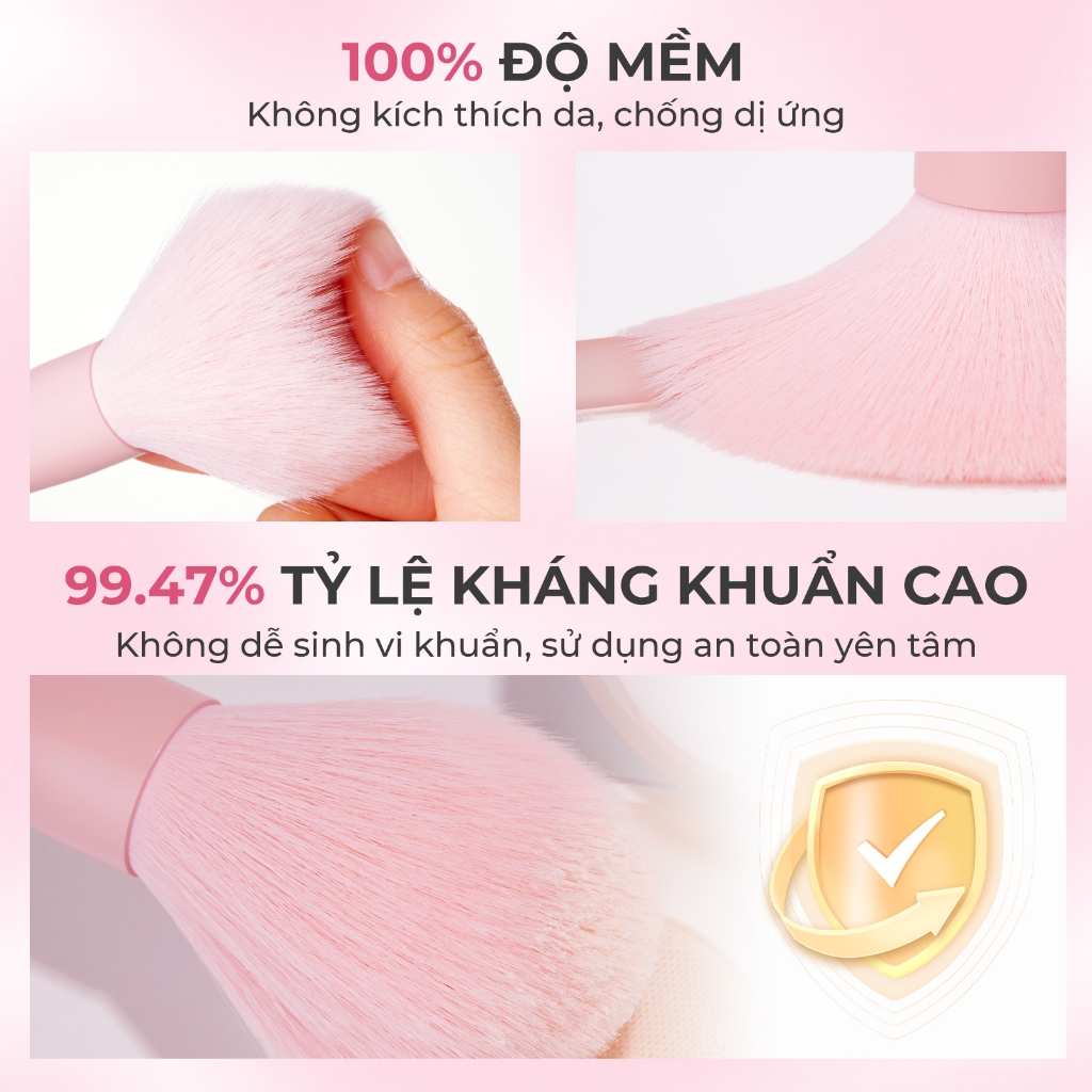 Bộ cọ trang điểm cá nhân BLJ set 11 cây (Peachy Sugar)  Có Bao Da / Túi đựng cao cấp