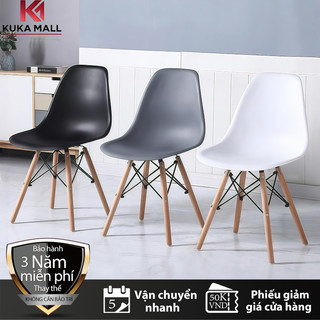 Ghế ăn Ghế có tựa lưng bằng nhựa, ghế văn phòng hiện đại, chân gỗ sồi, dễ vệ sinh, nhiều màu sắc để lựa chọn