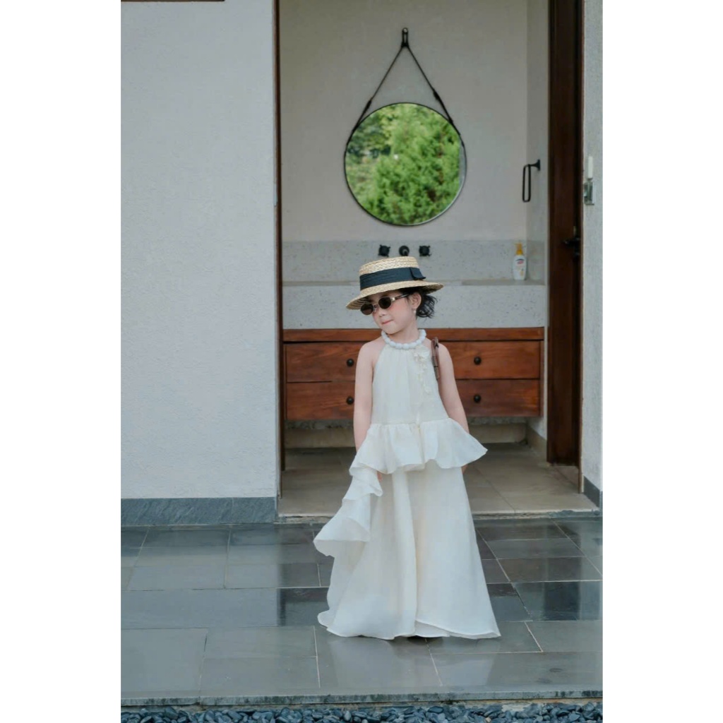Set maxi bé gái dáng dài tiểu thư nhẹ nhàng, váy công chúa đi biển cho bé gái xinh xắn