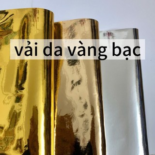 Vải giả da, vải simili màu bạc, vàng, đồng ánh kim, vải gương bóng loáng