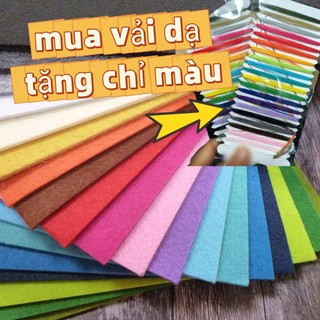 (​Tặng Vỉ 21 Màu Chỉ & Kim) Set 20 Màu Vải Dạ Nỉ Cứng Làm Đồ Handmade, Sách Vải, Thú Treo Nôi