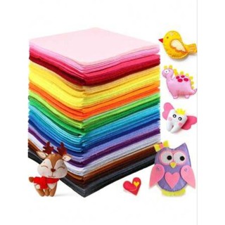 (​Tặng Vỉ 21 Màu Chỉ & Kim) Set 20 Màu Vải Dạ Nỉ Cứng Làm Đồ Handmade, Sách Vải, Thú Treo Nôi
