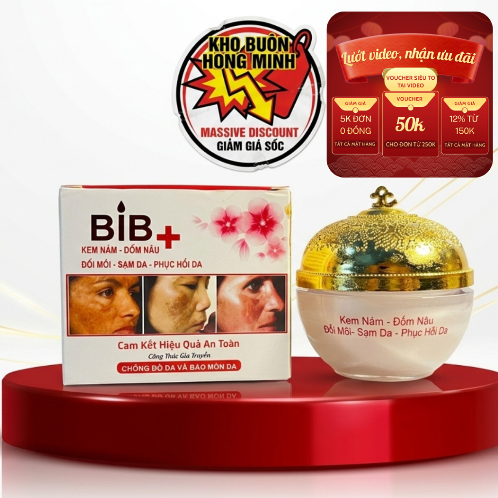 Kem Nám Tàn Nhang BIB (Trắng-Đỏ) Hỗ Trợ Làm Mờ Đốm Nâu Dưỡng Trắng, Phục Hồi Da 15g