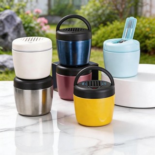 🏕️Hộp Cơm Inox 304 Giữ Nhiệt 1.2L Dã Ngoại Kèm  Thìa - Bình Đựng Cơm Có Quai Xách Nắp Kín 6 Màu