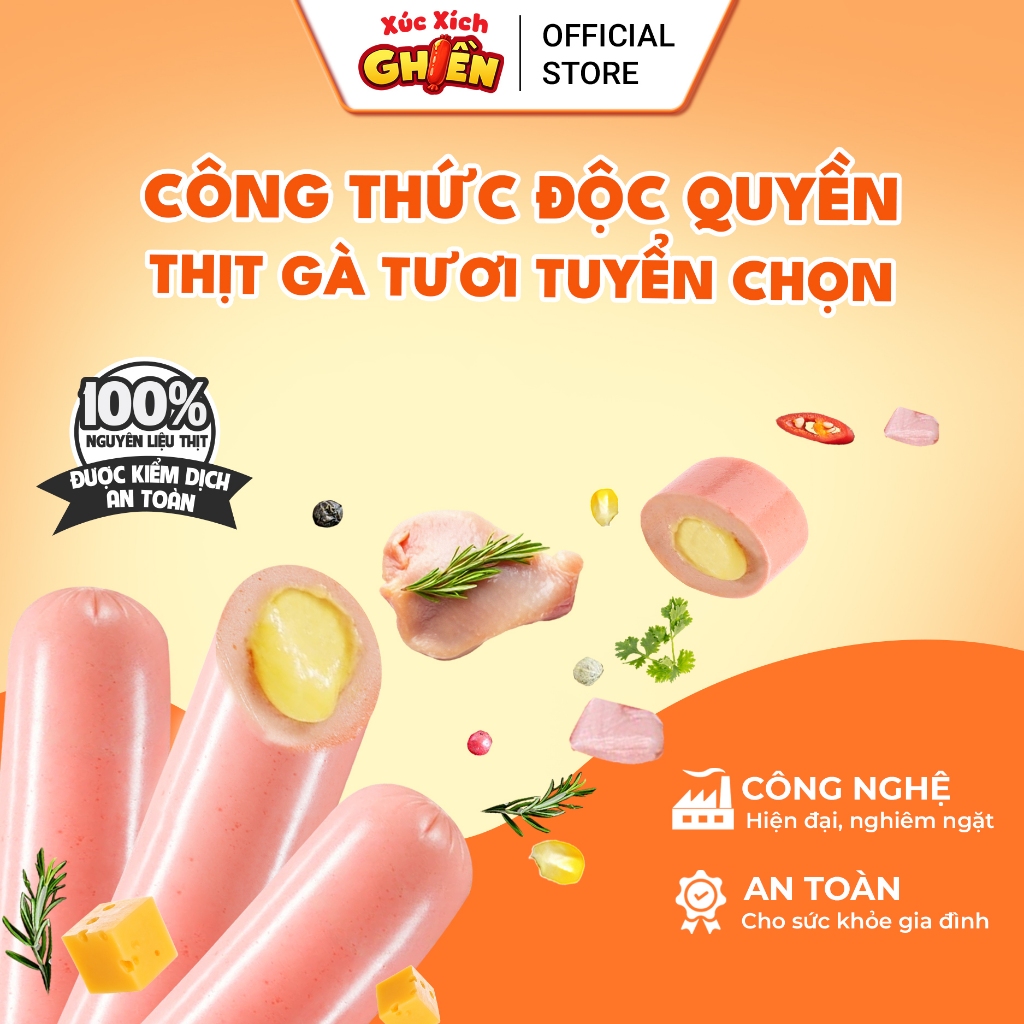 Combo 20 Cây Xúc Xích Siume Lõi Nhân Phô Mai Cheddar Vietinter Foods (Cây 34g)