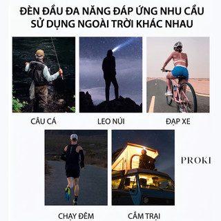 Đèn Pin Đội Đầu XJ503 PROKI Đèn LED Sạc Type-C Chống Nước Hiển Thị Pin Đèn Đội Đầu Tiện Lợi An Toàn
